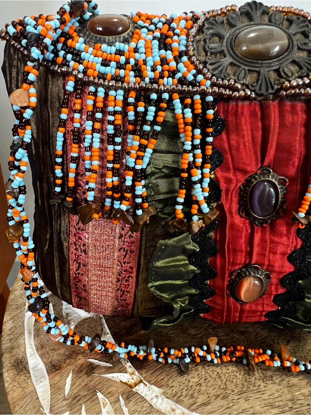 Rare Vintage Mary France Ember Oracle Beaded Fringe Women's Shoulder Bag - Picture 3 of 13